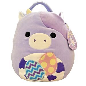 Squishmallows “Bubba The Cow” Plush Easter Basket Brand New 12” Lavendar Purple